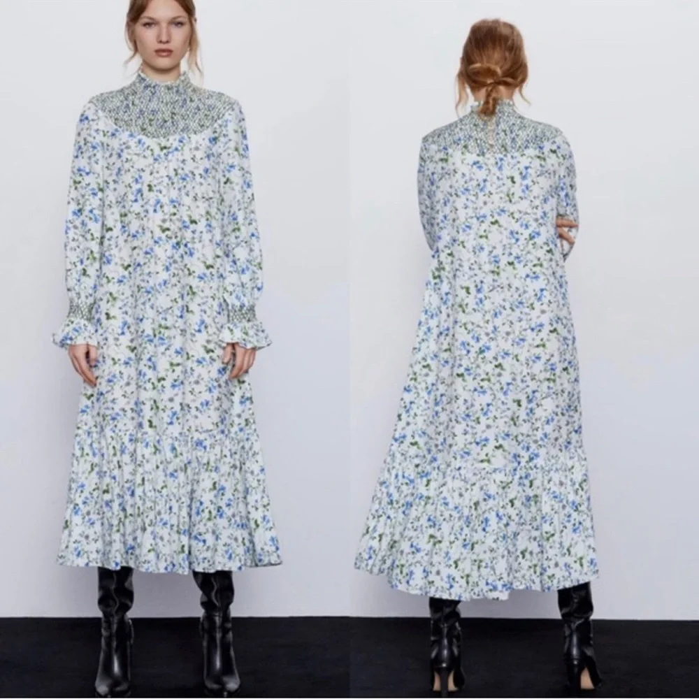 Zara Rustic Floral Print Midi Dress, size small